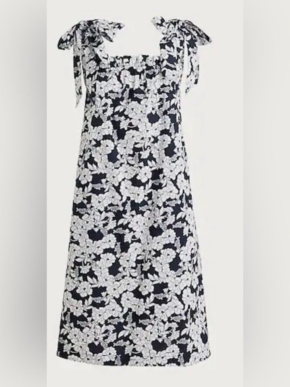 J CREW Floral Tie-Shoulder Sundress in Navy and White